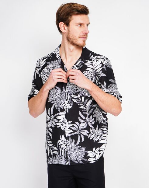 Zwart overhemd van linnenmix van Noah