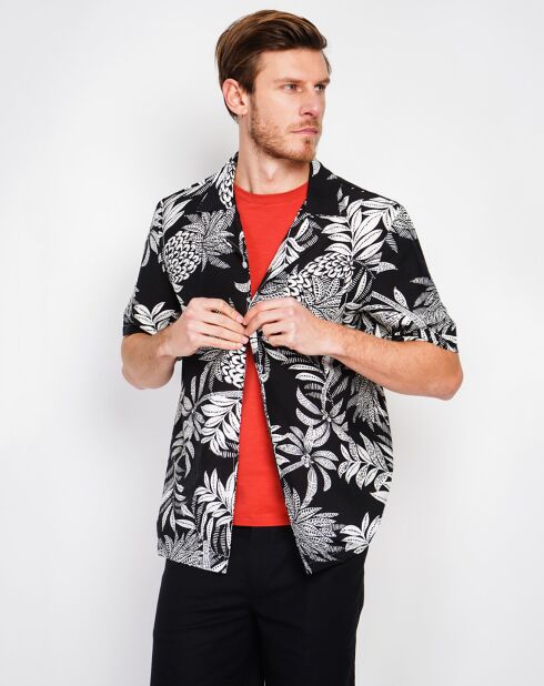 Zwart overhemd van linnenmix van Noah