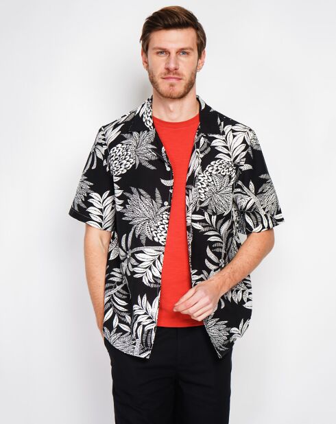 Zwart overhemd van linnenmix van Noah