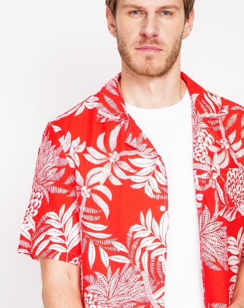 Chemise en Lin mélangé Noah rouge