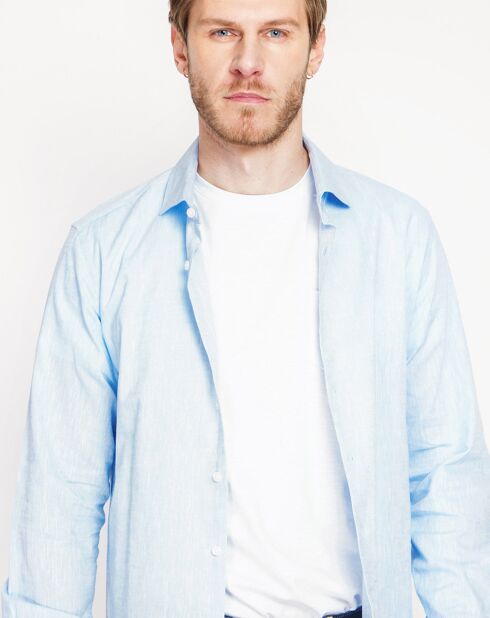 Liam hemelsblauw overhemd van 100% linnen