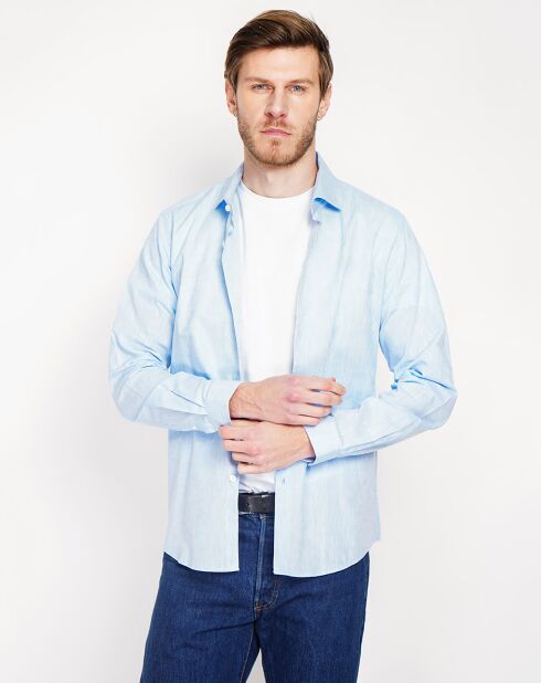 Liam hemelsblauw overhemd van 100% linnen