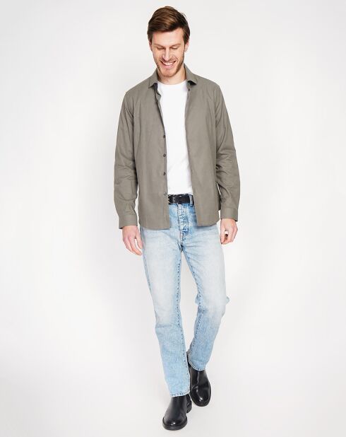 Chemise 100% Lin Liam vert kaki