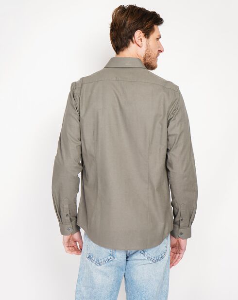 Liam kaki groen overhemd van 100% linnen