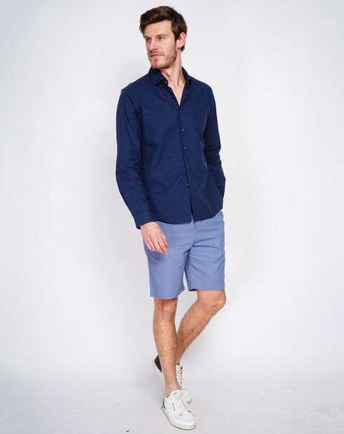 Liam marineblauw overhemd van 100% linnen