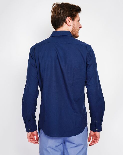 Liam marineblauw overhemd van 100% linnen