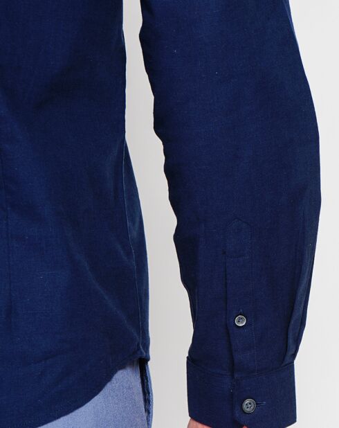 Liam marineblauw overhemd van 100% linnen