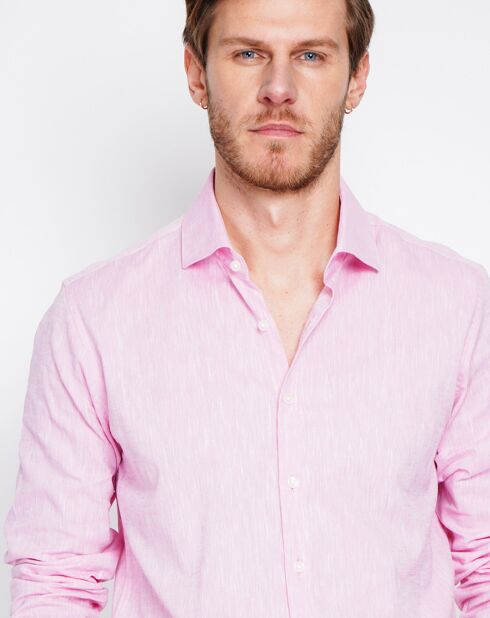 Liam roze overhemd van 100% linnen