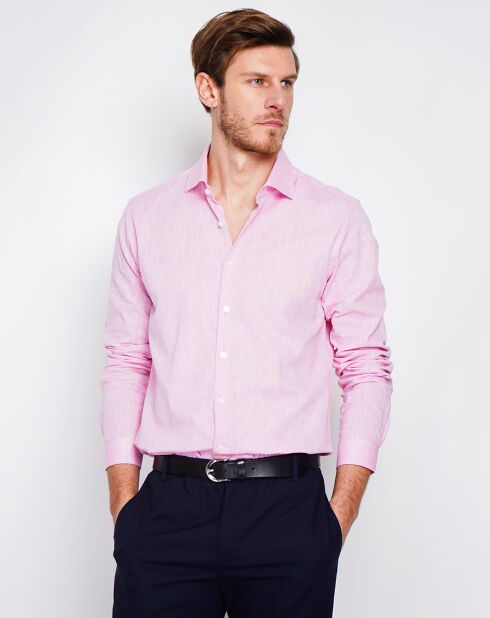 Liam roze overhemd van 100% linnen
