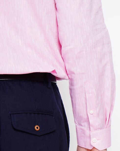 Liam roze overhemd van 100% linnen