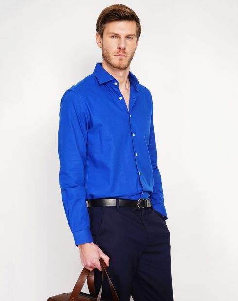 Liam koningsblauw overhemd van 100% linnen