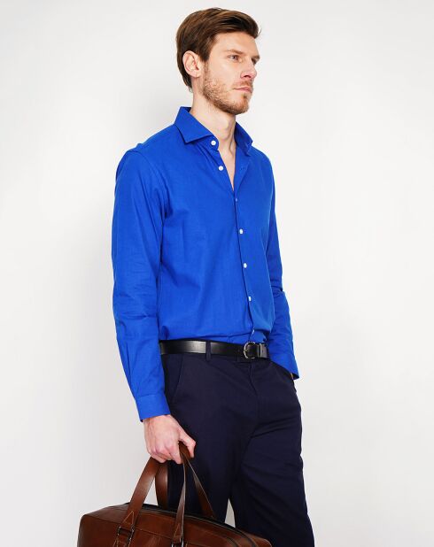 Liam koningsblauw overhemd van 100% linnen