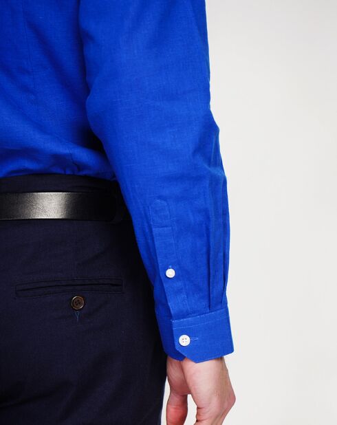 Liam koningsblauw overhemd van 100% linnen