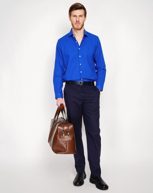 Liam koningsblauw overhemd van 100% linnen