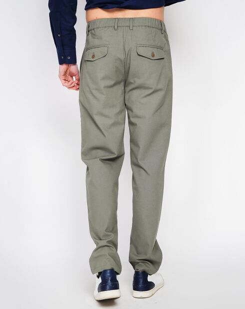 Amir kaki groene broek van linnenmix