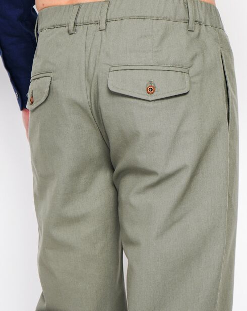 Amir kaki groene broek van linnenmix