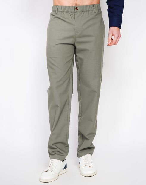 Amir kaki groene broek van linnenmix