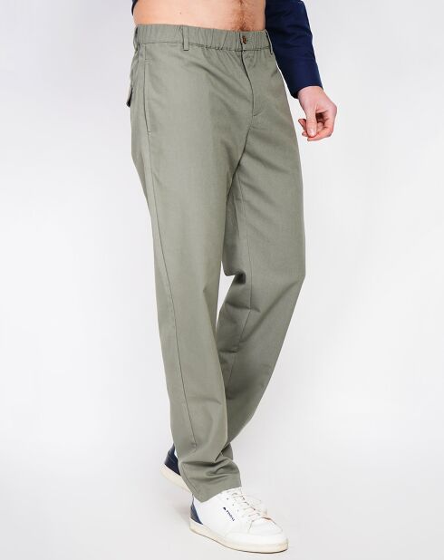 Amir kaki groene broek van linnenmix