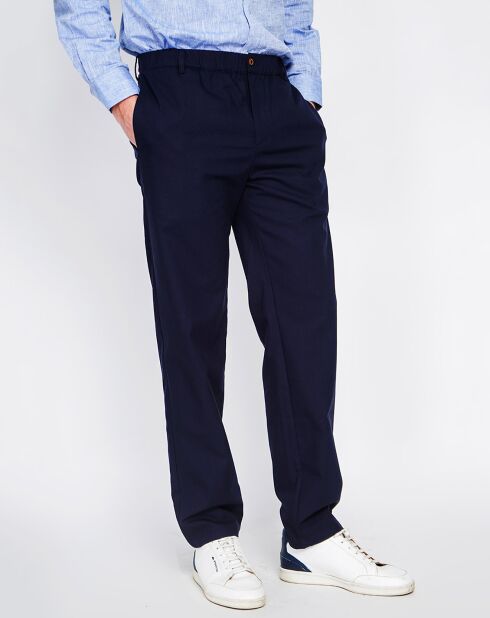 Marineblauwe broek van linnenmix Amir