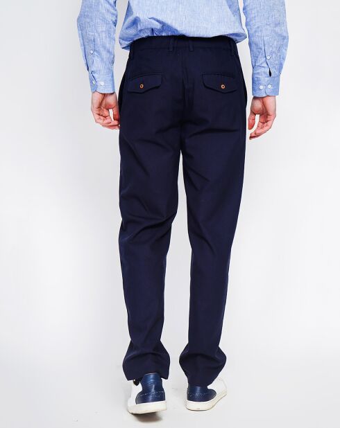 Marineblauwe broek van linnenmix Amir