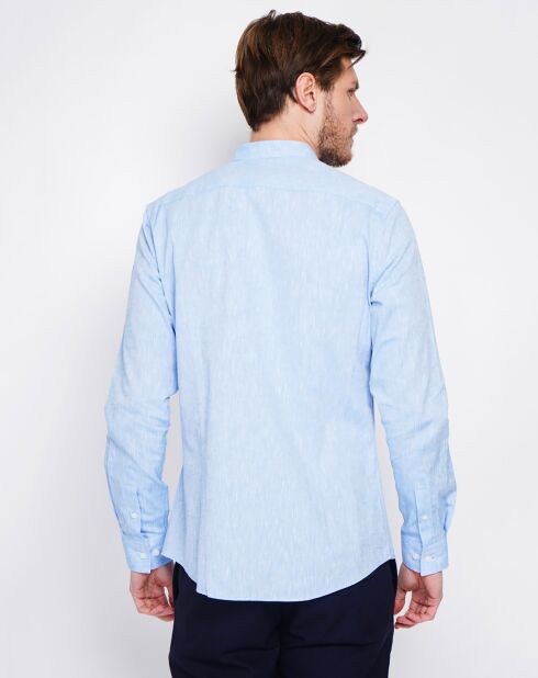 Azurblaues Sohan-Hemd aus 100% Leinen