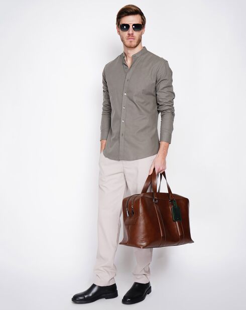 Sohan khakigrünes Hemd aus 100% Leinen