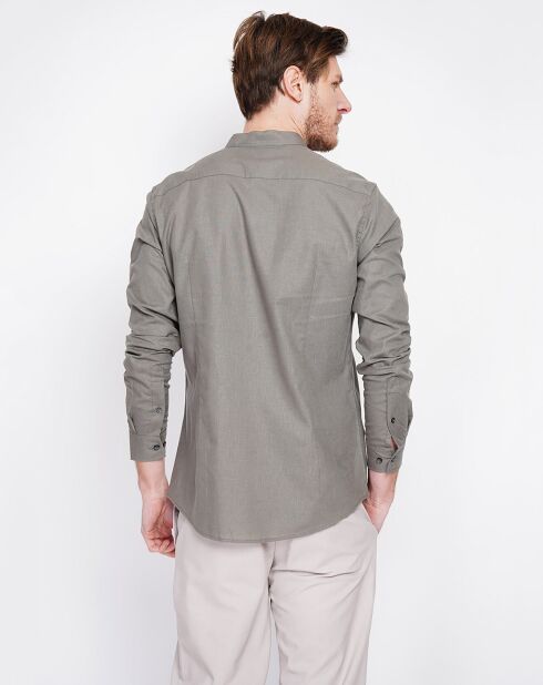 Sohan khakigrünes Hemd aus 100% Leinen