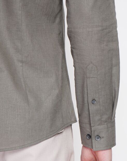 Sohan khakigrünes Hemd aus 100% Leinen