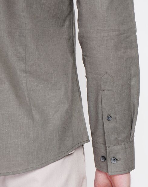 Chemise 100% Lin Sohan vert kaki