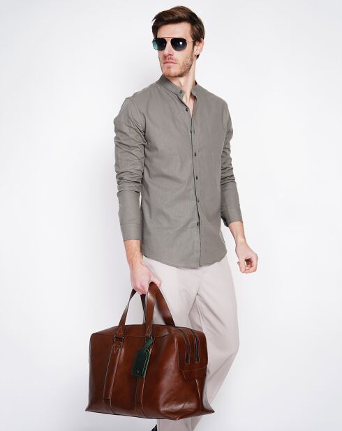 Sohan khakigrünes Hemd aus 100% Leinen