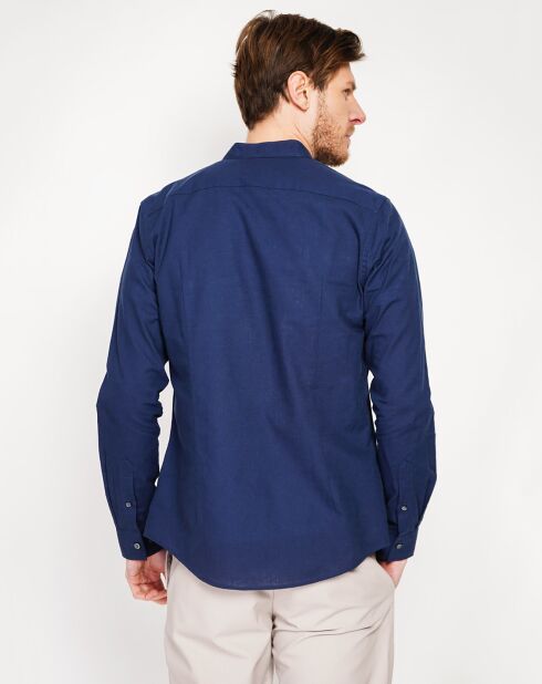 Marineblaues Hemd Sohan aus 100% Leinen