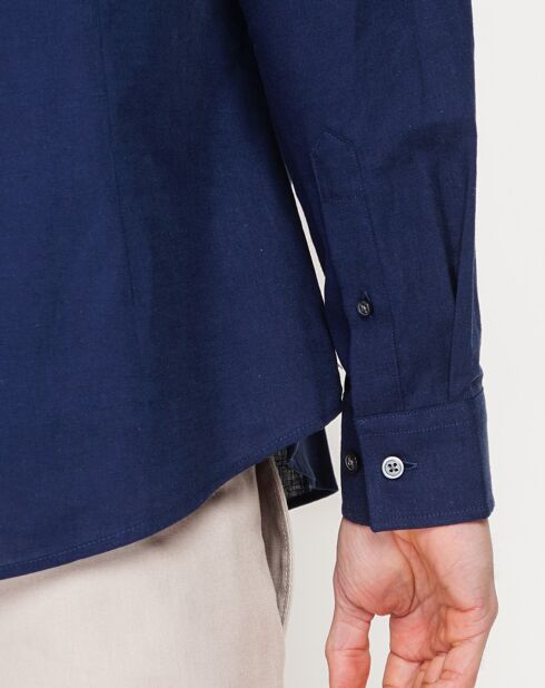 Marineblaues Hemd Sohan aus 100% Leinen