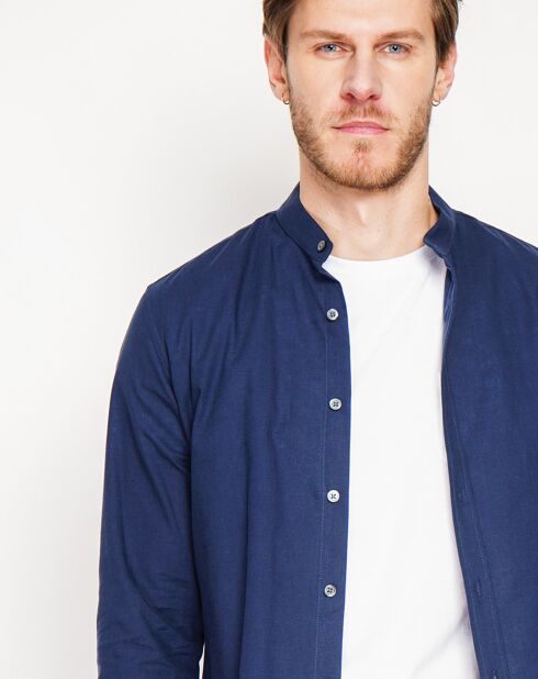 Marineblaues Hemd Sohan aus 100% Leinen