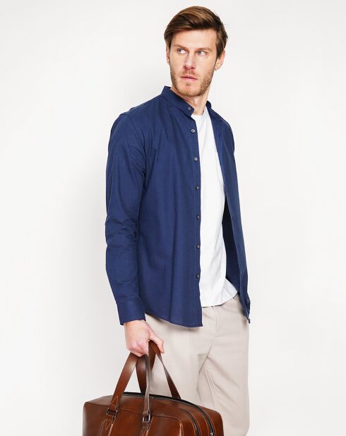 Marineblaues Hemd Sohan aus 100% Leinen