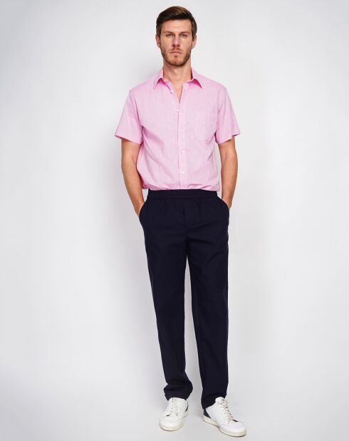 Pantalon en Lin mélangé Lucas bleu marine