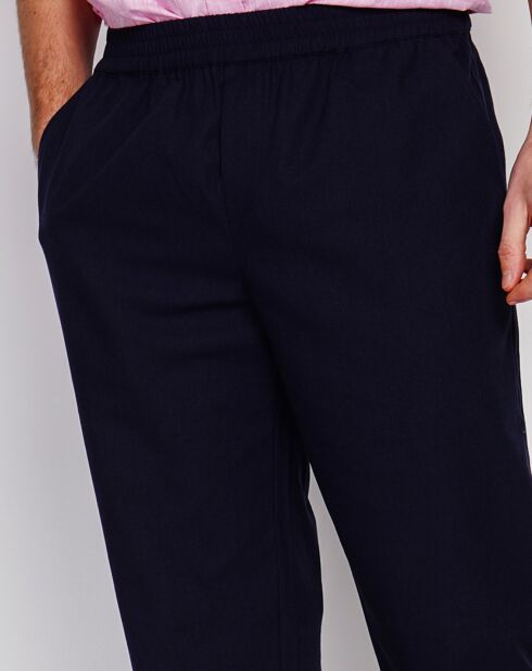 Pantalon en Lin mélangé Lucas bleu marine