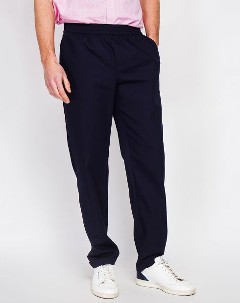Pantalon en Lin mélangé Lucas bleu marine