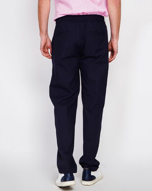 Pantalon en Lin mélangé Lucas bleu marine