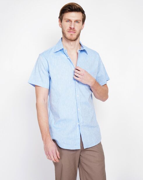 Azurblaues Hemd Samuel aus 100% Leinen