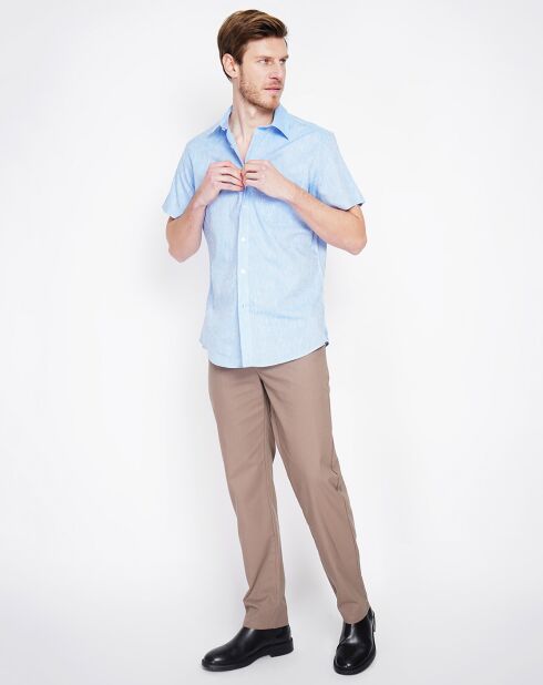 Azurblaues Hemd Samuel aus 100% Leinen