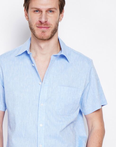 Azurblaues Hemd Samuel aus 100% Leinen