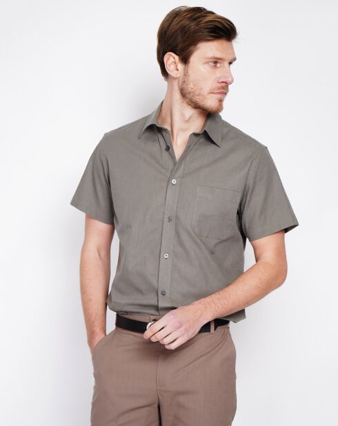 Chemise 100% Lin Samuel vert kaki