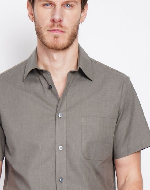 Chemise 100% Lin Samuel vert kaki