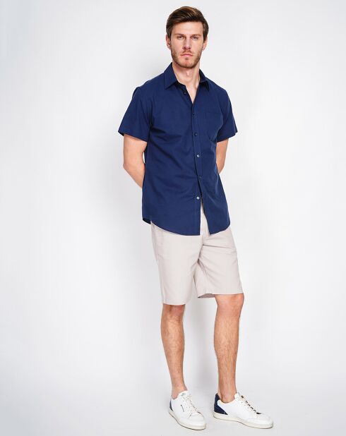 Samuel marineblauw overhemd van 100% linnen