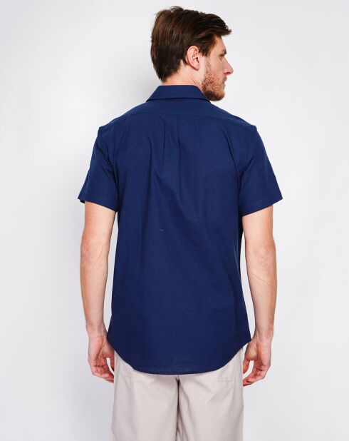 Samuel marineblauw overhemd van 100% linnen