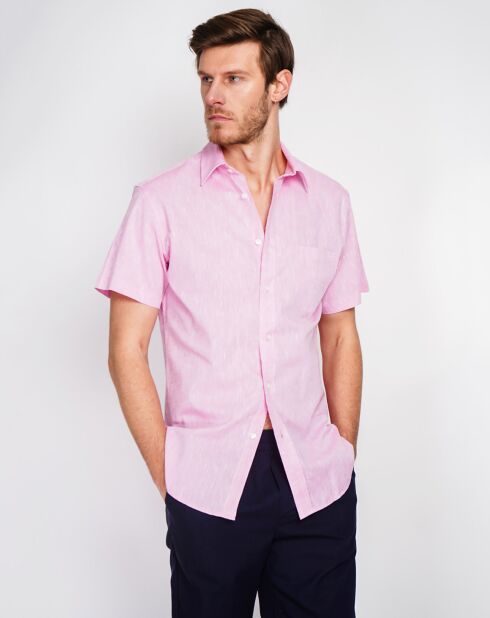 Samuel roze hemd van 100% linnen
