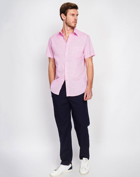 Samuel roze hemd van 100% linnen