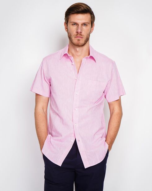 Samuel roze hemd van 100% linnen