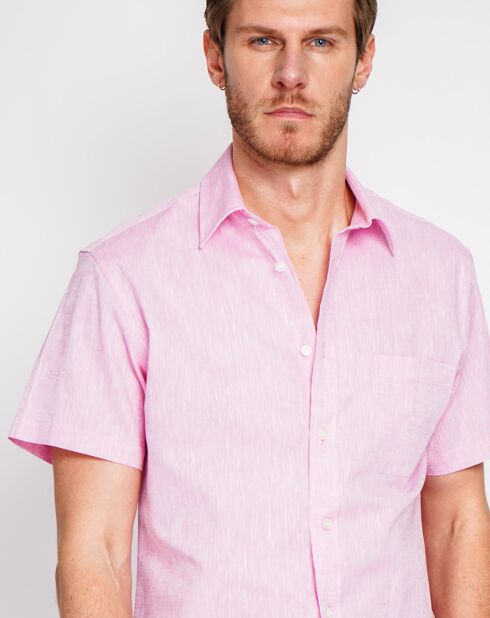 Samuel roze hemd van 100% linnen