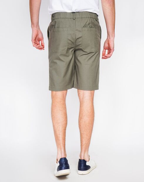 Bermuda Simon in misto lino verde kaki